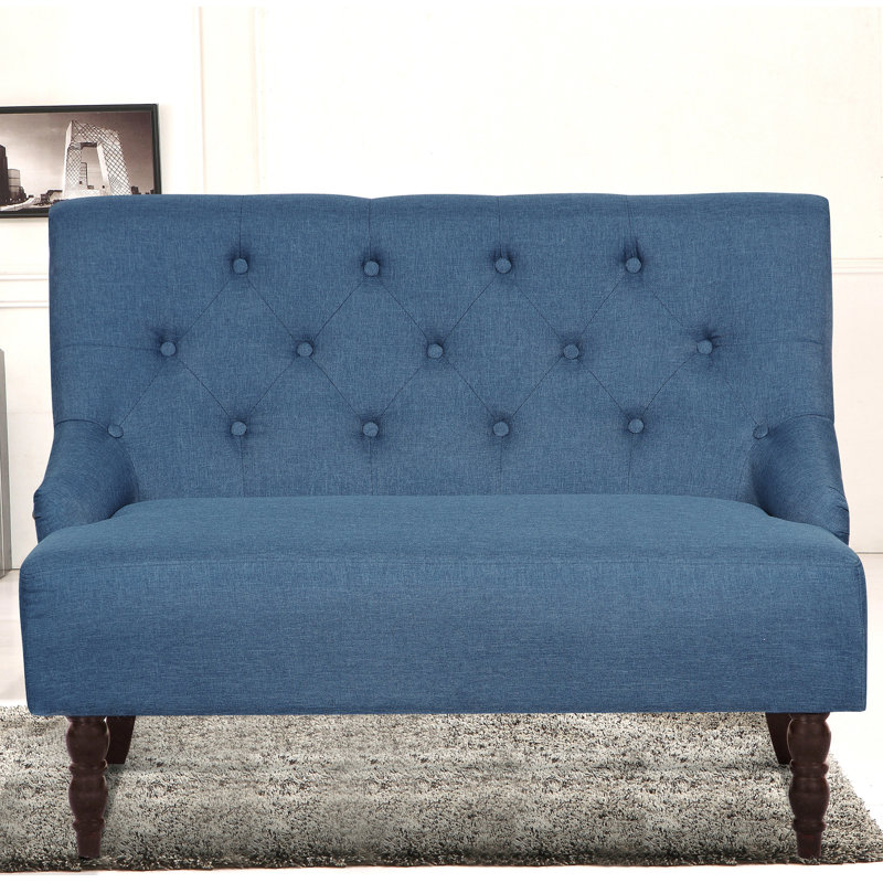 Nixa Upholstered 43.7'' Loveseat, Ocean Blue Linen