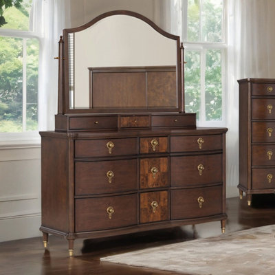 Commode 9 tiroirs avec miroir de rangement Armaan