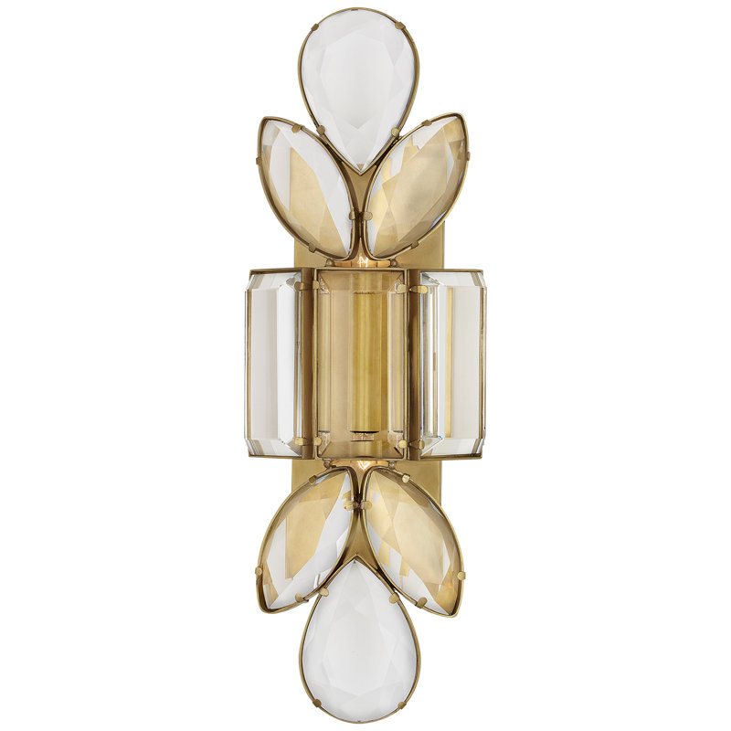 kate spade new york Lloyd Large Jeweled Sconce, Clear Crystal, Soft Brass, Glass