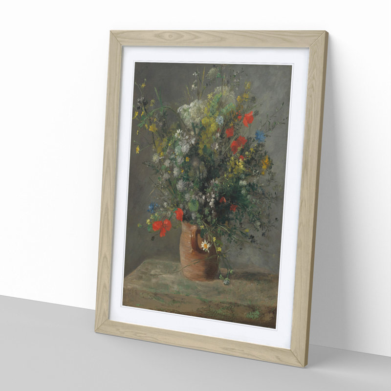 Bouquet of Flowers Vol.2 by Pierre-Auguste Renoir - Picture Frame Painting, 65cm H x 48cm W x 2cm D, Oak
