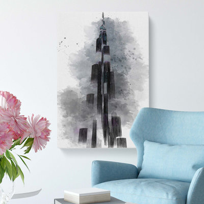 Burj Khalifa In Dubai In Abstract - Wrapped Canvas Print