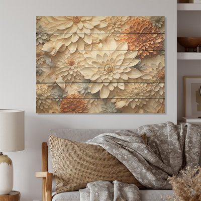 Blooms Zinnias Flowers - Zinnias Wood Panel Wall Art On Natural Pine Wood