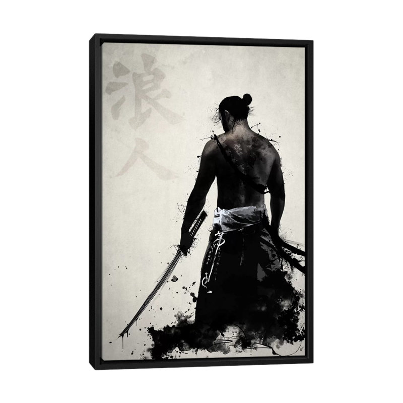 «Ronin», impression sur toile, H 26 po x l 18 po x P 1,5 po, Toile avec cadre noir, Pas de tapis