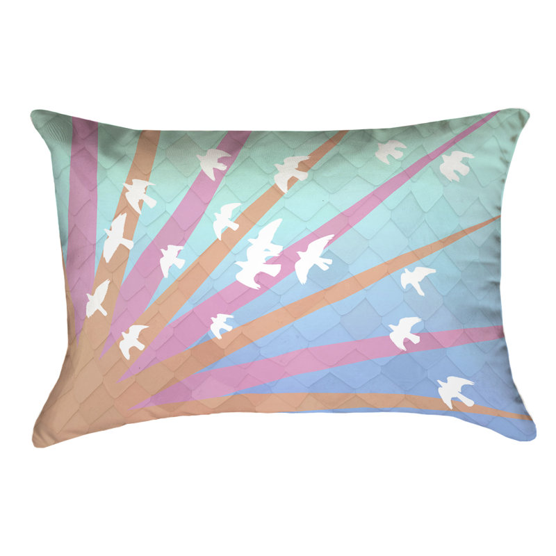 Katelyn Smith Faux Leather Reversible Pillow Cover, Orange/Pink/Blue Ombre