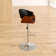 Allin Swivel Adjustable Height Bar Stool with Open Back in Faux Leather, Walnut Wood and Chrome