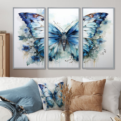 Papillon, aquarelle, ailes I - ensemble de salon avec art animalier papillon