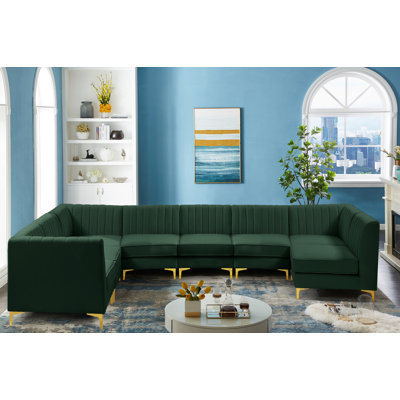 Enson 119" Wide Velvet Reversible Modular Corner Sectional