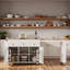 Îlot de cuisine roulant avec table de salle à manger extensible, station de charge, support de rangement ouvert à trois niveaux, 3 tiroirs et 2 armoires de rangement-1442588705