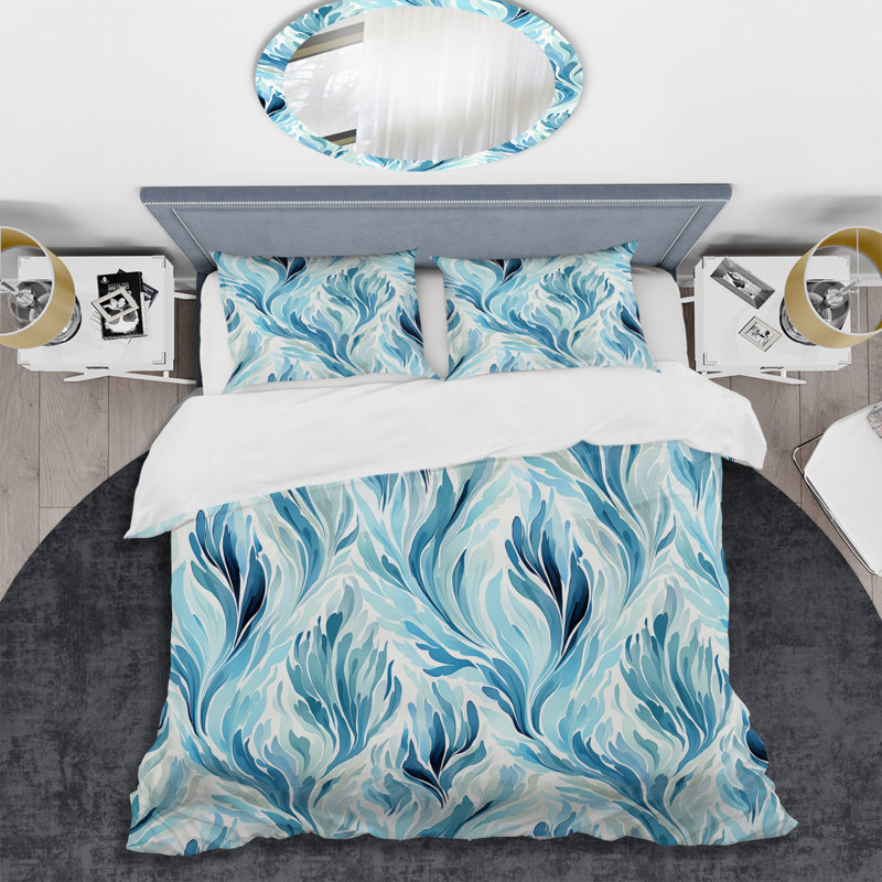 Ensemble de housse de couette Ikat Breeze II bleu et blanc, Housse de couette pour très grand lit et 2 très