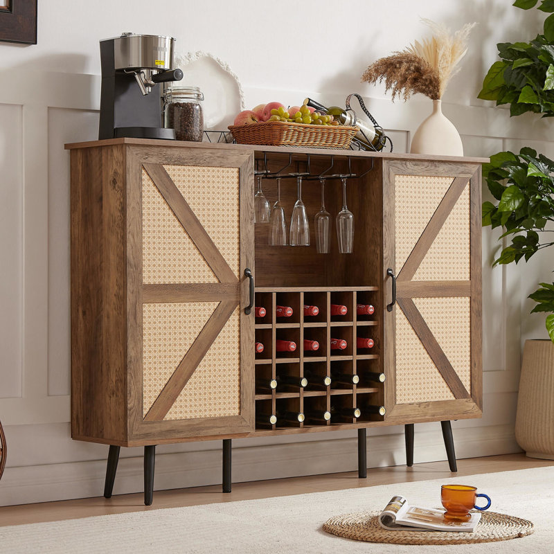 Armoire à vin de grande capacité avec support et porte-verre Glacière rustique polyvalente