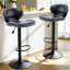 Ensemble de 2 tabourets de bar pivotants réglables et réglables en cuir de polyuréthane avec dossier et repose-pieds-117204131-117204133