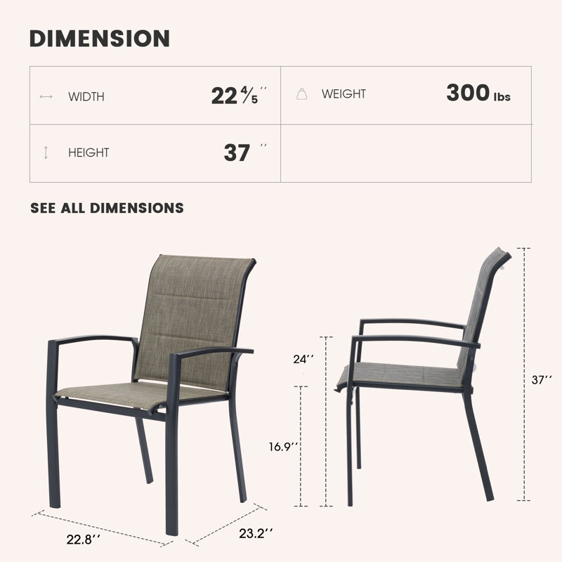 Jerrels Metal Outdoor Stacking Dining Armchair, Black