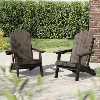 All-Weather Outdoor Adirondack Chair with Cup Holder & Ergonimic Design, Heavy Duty Outdoor Chair Lawn Deck Patio Seating