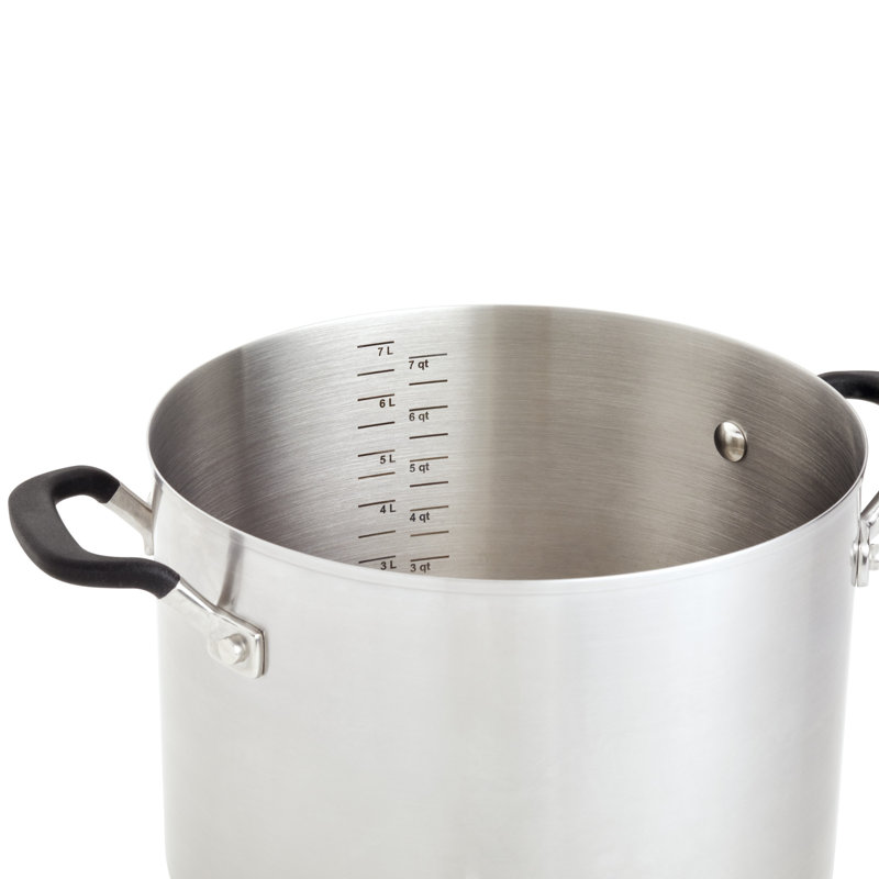 KitchenAid Stainless Steel Induction Stockpot with Measuring Marks and Lid, 8 Quart, Brushed Stainless Steel