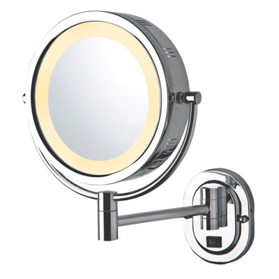 Warrnambool 8" Lighted Wall Mount Magnified Makeup Mirror, Direct Wire