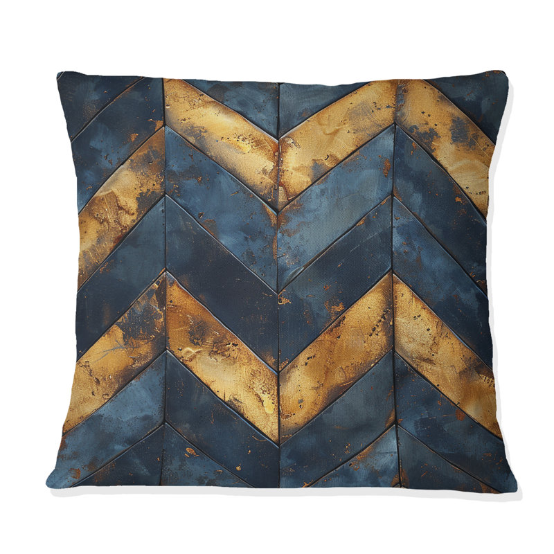 Coussin décoratif bleu à chevrons Glamour V - transitionnel, H 16 po x l 16 po