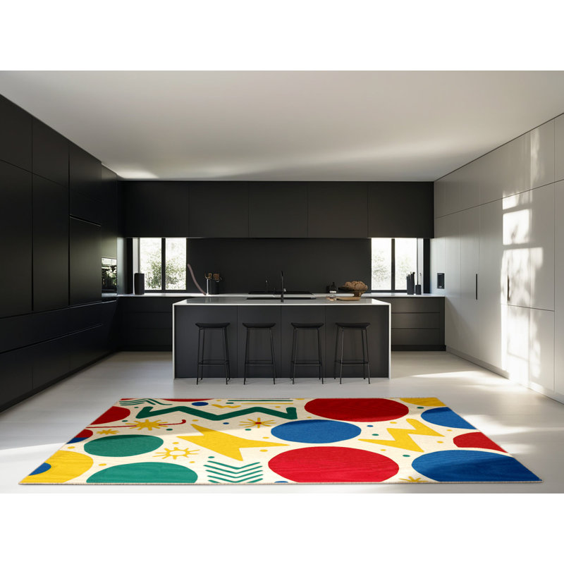 Retro Riff Rug, Square 4'