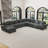 Spacious 9-Piece Corduroy Nailhead-Trimmed Corner Sectional Sofa, Couch With Ottoman-749582706
