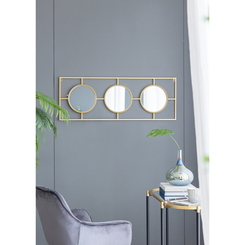 Miroir mural doré 3 pièces, miroir
