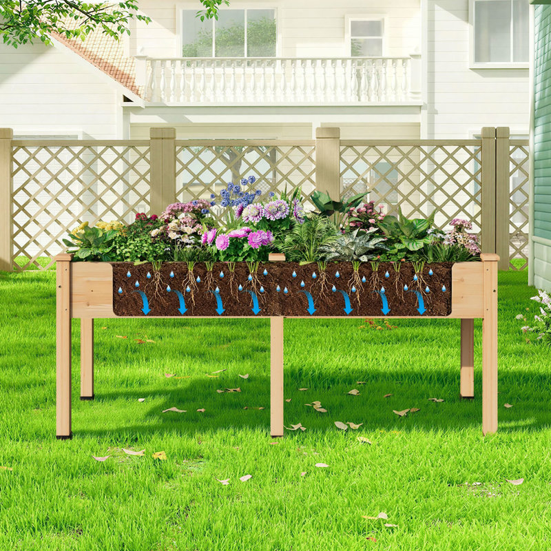 Lit de jardin surélevé en bois avec doublure, 30" H x 72" W x 23" D