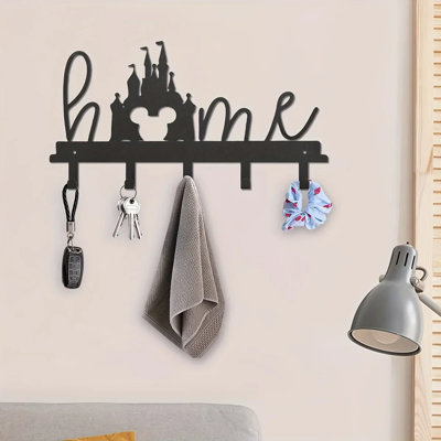Wall Key Holder Organizer with Hooks Easy Installation Sp... - Iron - 1 Piece - Key Holder - Black - Multi-Key Organization