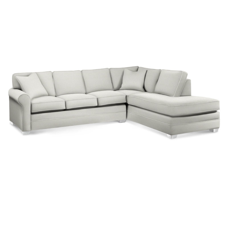 Bedford Upholstered Sectional, Frost White Finish, Right Hand Facing, Vanilla Crypton Performance; 0822-91