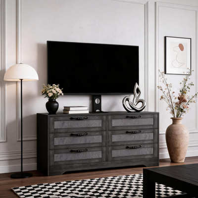Meuble télé de style ferme moderne de 120 cm (47,2 po) avec support réglable et tiroirs de rangement pour téléviseurs de 81 à 165 cm (32 à 65 po)