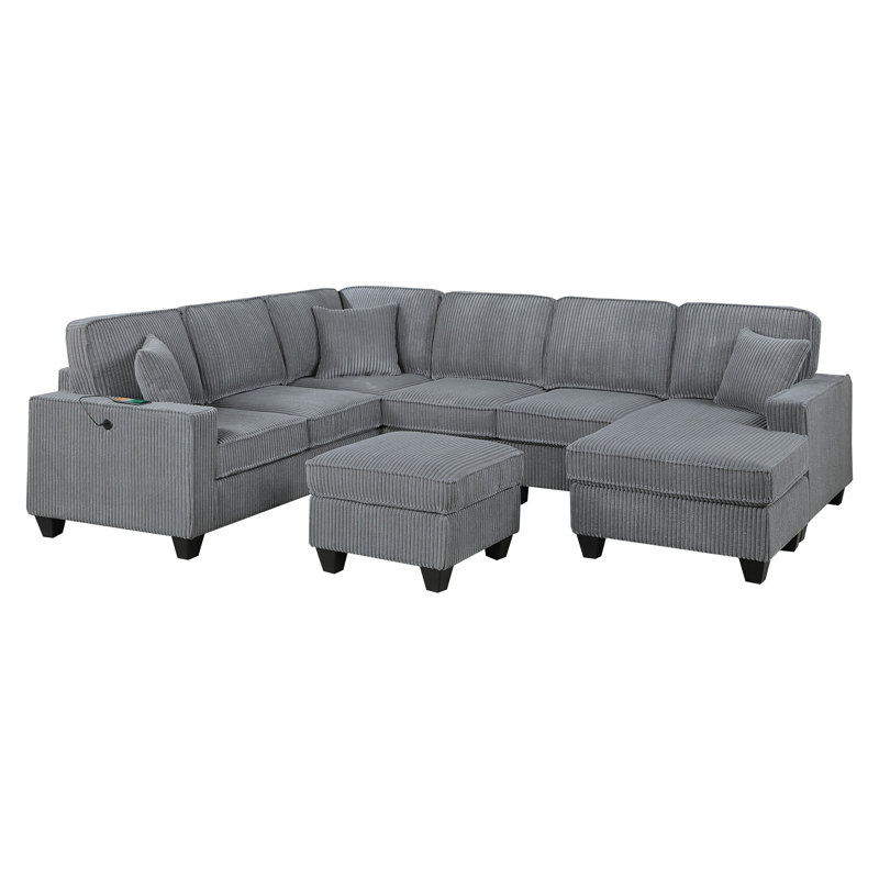 Jillie 5-Piece Sectional Set, Fog Corduroy