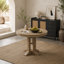 Table de salle à manger ronde extensible de style campagnard pour cuisine ou salle à manger (finition en bois naturel)-249157911
