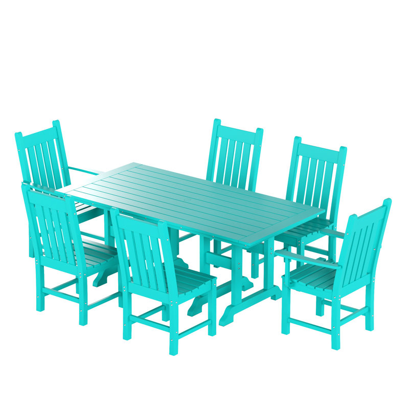 Ensemble de salle à manger rectangulaire pour 6 personnes 70 "" Laguna, Turquoise