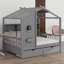 Lit maison avec 2 tiroirs, tablette de rangement-1399221412