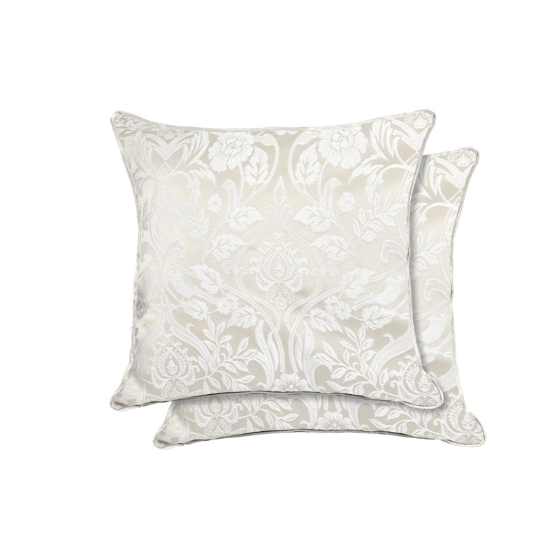 Eden Floral Square Throw Pillow Cover, Cream