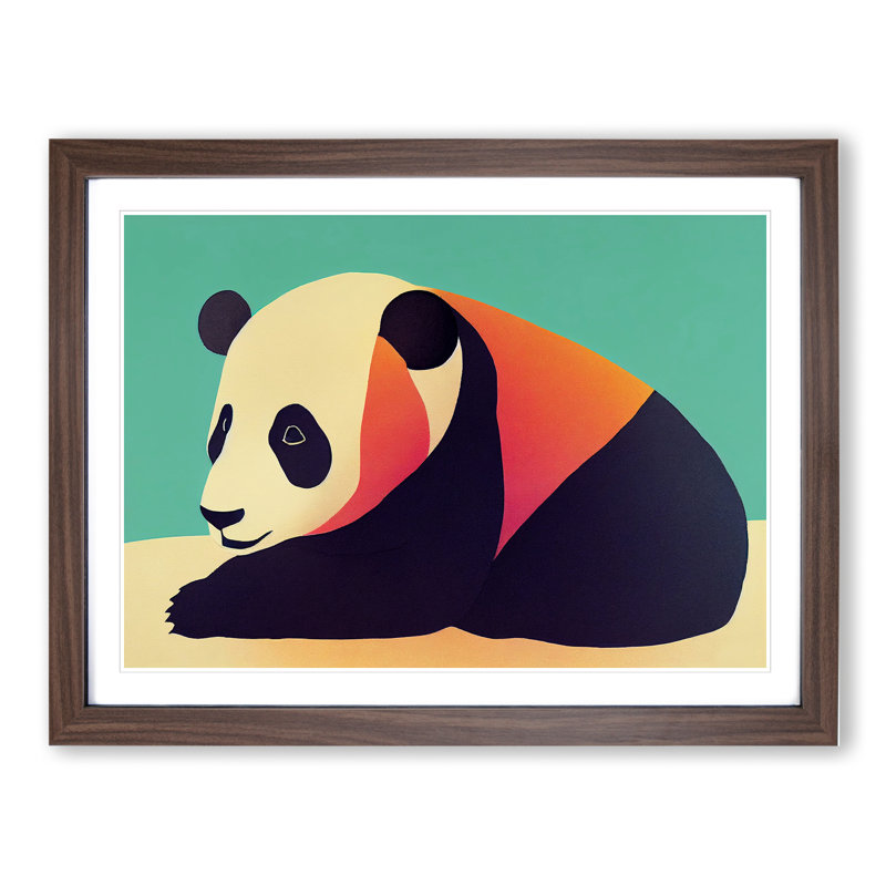 Abstract Panda Vol.2 - Framed Print, 25cm H x 34cm W x 2cm D, Walnut