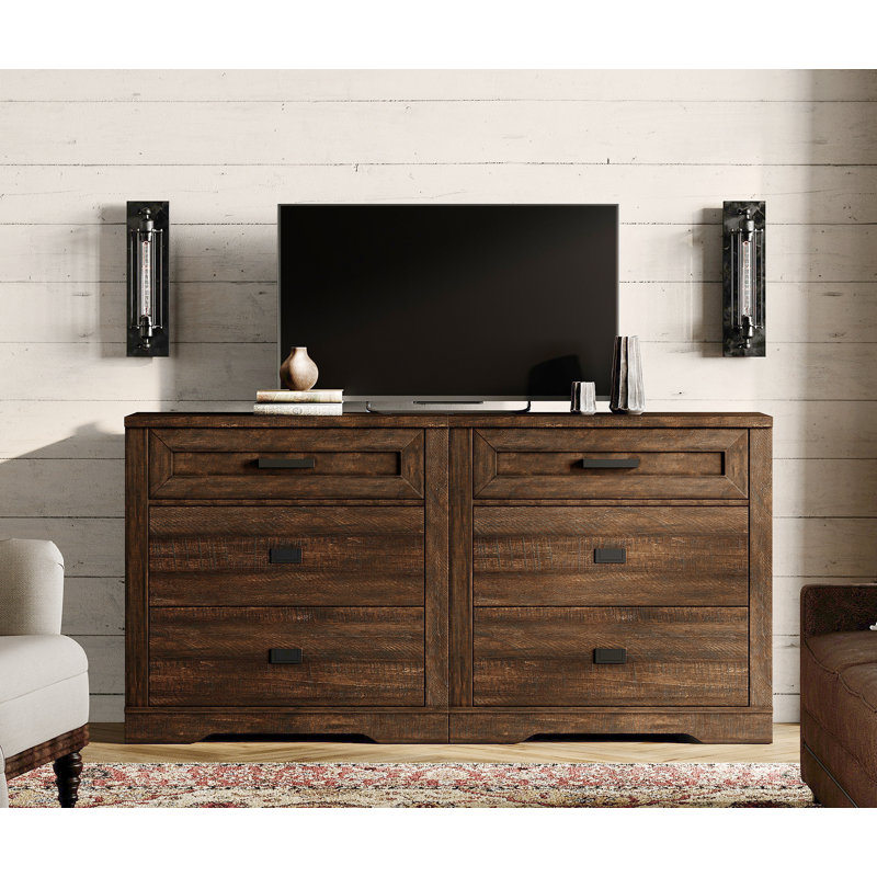 Commode 6 tiroirs Glenford, Brun