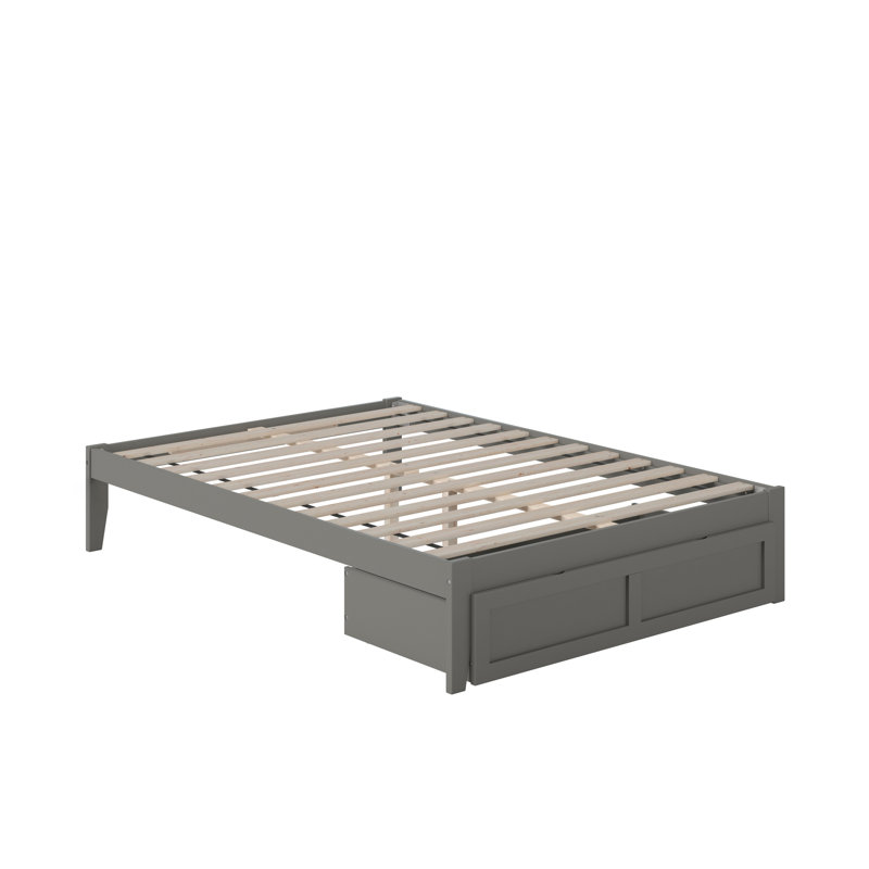 Aayanna Solid Wood Bed with Drawers, Full, Gray