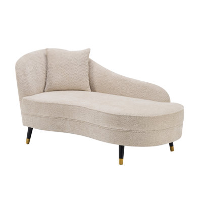 Montclair Mid-Century Modern Curved Upholstered Chaise Lounge with Lumbar Pillow by George Oliver