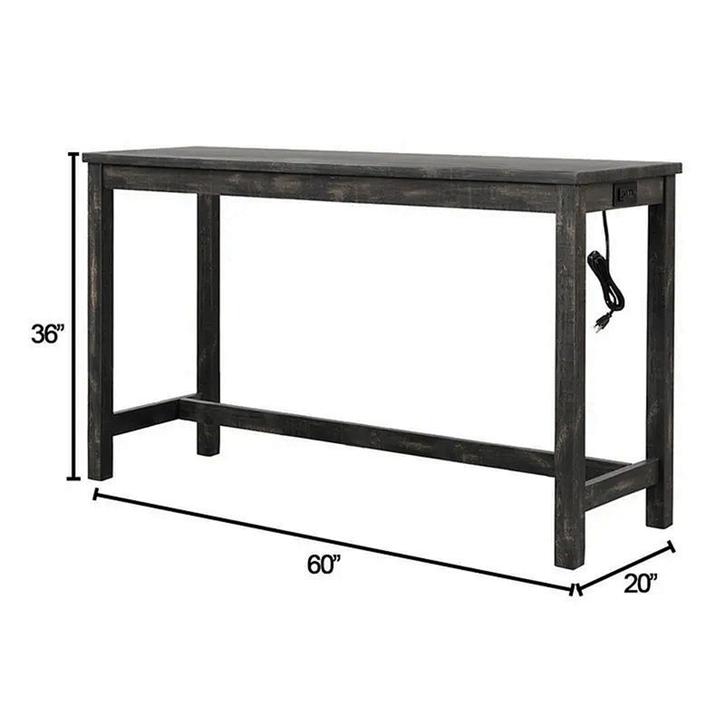 Transitional 3 Piece Counter Bar Dining Set, Charcoal Black, Charcoal Black, Charcoal Black/Dark Gray