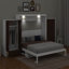 Lit escamotable double pleine grandeur avec placard, tiroirs et table