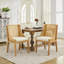 Chaises de salle à manger en rotin, structure en bois massif avec accoudoirs décoratifs, siège rembourré en lin, chaises d'appoint de style rustique en bois pour cuisine, salle à manger, salon, finition naturelle, paquet simple-892391701