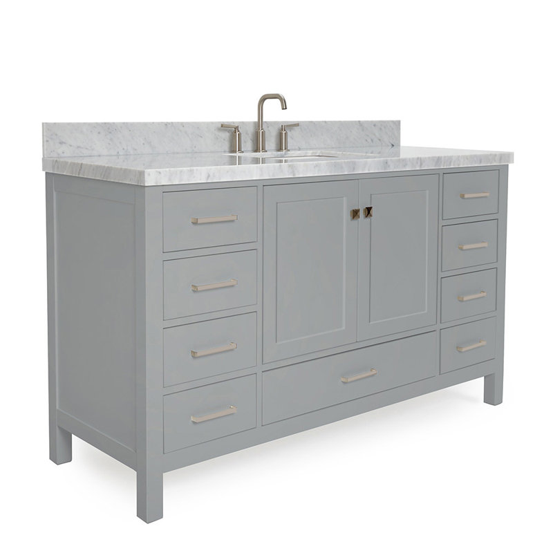 Ensemble de meuble-lavabo simple 61 po Cambridge, Forme rectangulaire, Gris