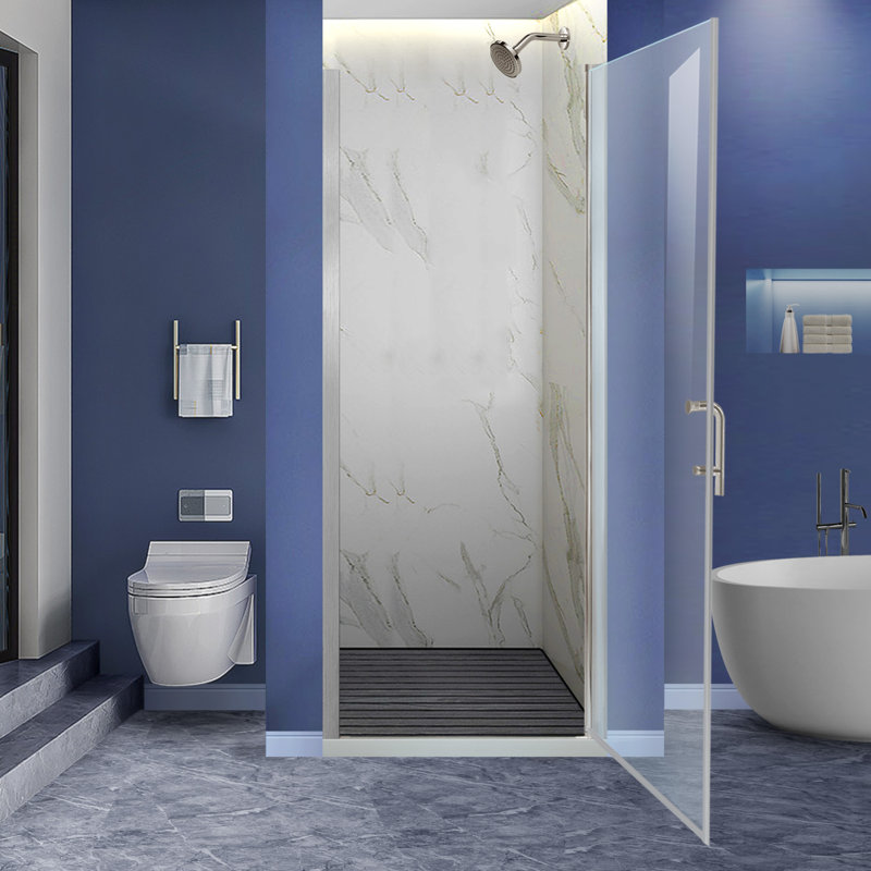32-33.9 in. W x 72 in. H Pivot Swing Frameless Shower Door with Clear SGCC Tempered Glass, Brushed Nickel