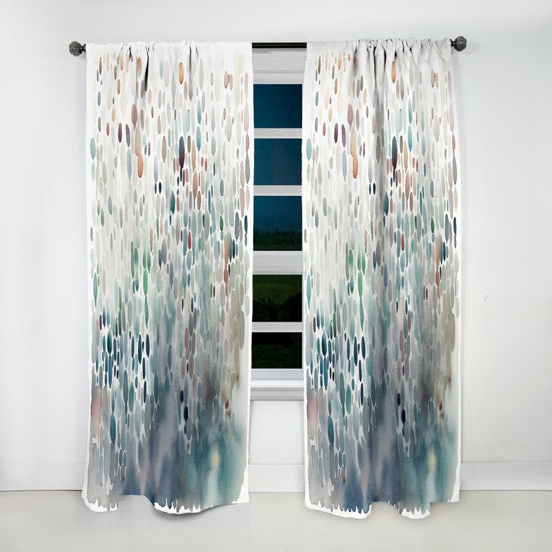 Caleigh - Bleu et blanc explorant des motifs abstraits I - Rideau abstrait - Velours obscurcissant - 1 panneau