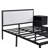 Metal Platform Bed with Soft Upholstery | Two-Tier Storage Shelves & Wooden Cabinet | Cushioned Footrest-150234768-145463515