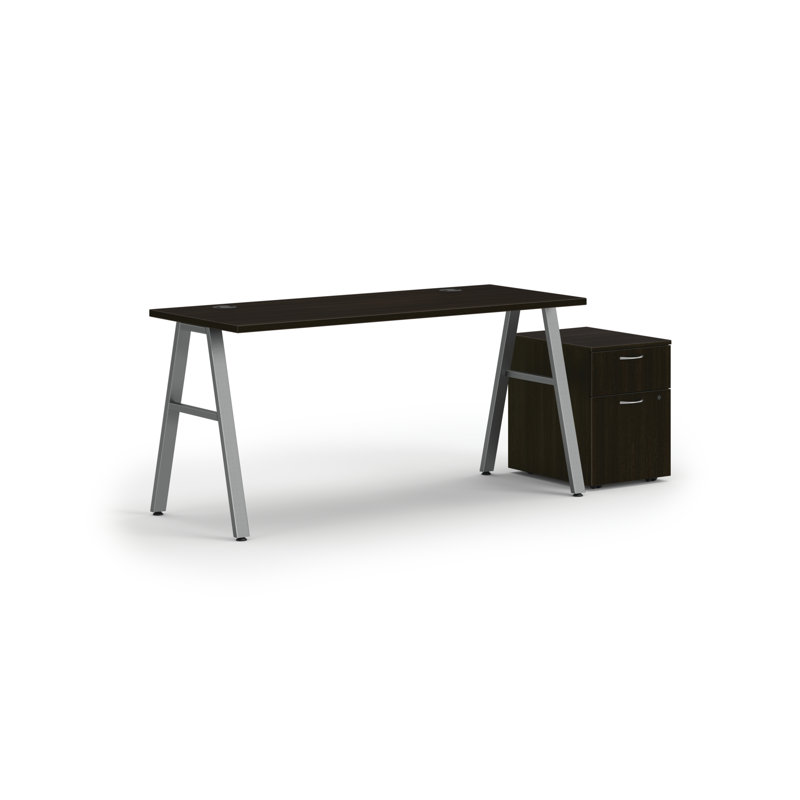 Mod A-Leg Desk with Mobile Storage, 29.23" H x 60" W x 24" D, Java Oak/Black