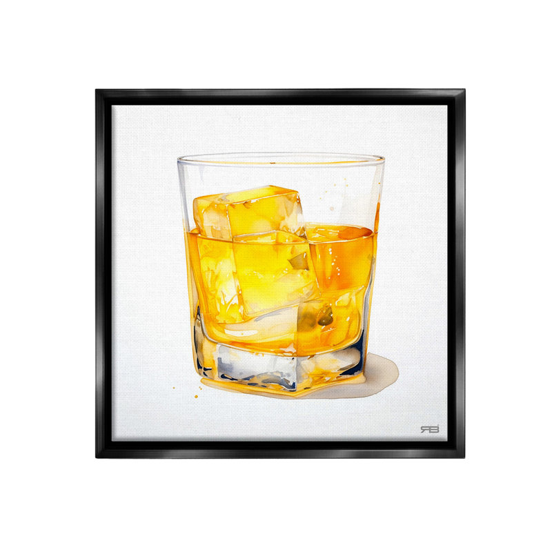 "Modern Liquor Glass" par RB sur toile, Cadre flottant noir de jais, H 25 po x l 25 po