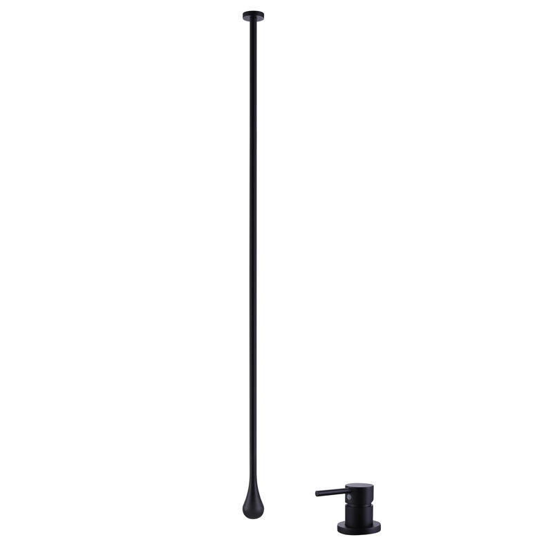 63" H Ceiling Mounted Single Handle Bathroom Sink Faucet with Optional Drain Assembly, Black, Without Drain