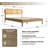 Caneva Queen Size Scandinavian Solid Wood Platform Bed Frame, CAB-41-Q, with Rattan Headboard, Honey Oak, No Box Spring Needed-1772627235-1772627233