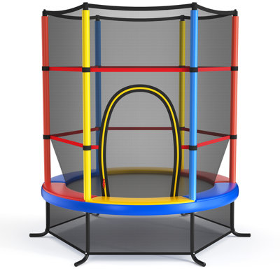 Gymax Round Backyard Trampoline with Safety Enclosure