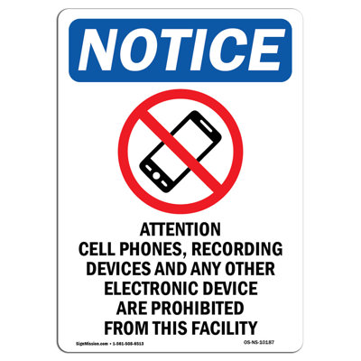 Attention Cell Phones Sign with Symbol