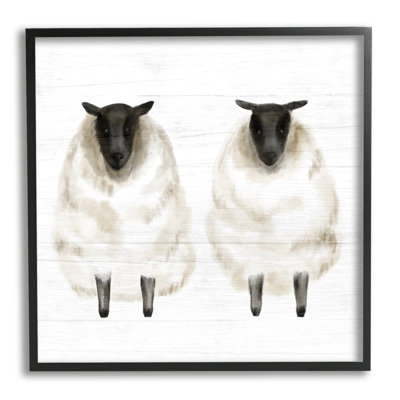 Deux moutons debout, ensemble de giclées, art texturé, par Daphne Polselli